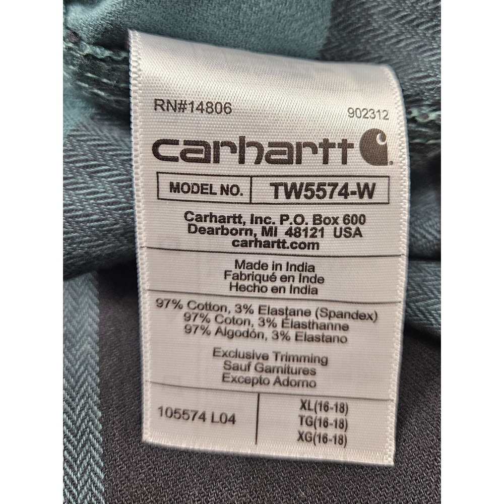 Carhartt Rugged Flex Loose Fit Midweight Flannel Shirt, Women's XL, Green, NWT! - Picture 6 of 6